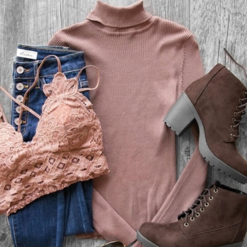Pink Turtleneck Top - Picture 1 of 3